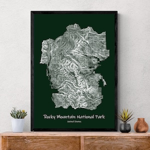 Rocky Mountain National Park Topographische Karte Poster, USA Colorado Wanderung.