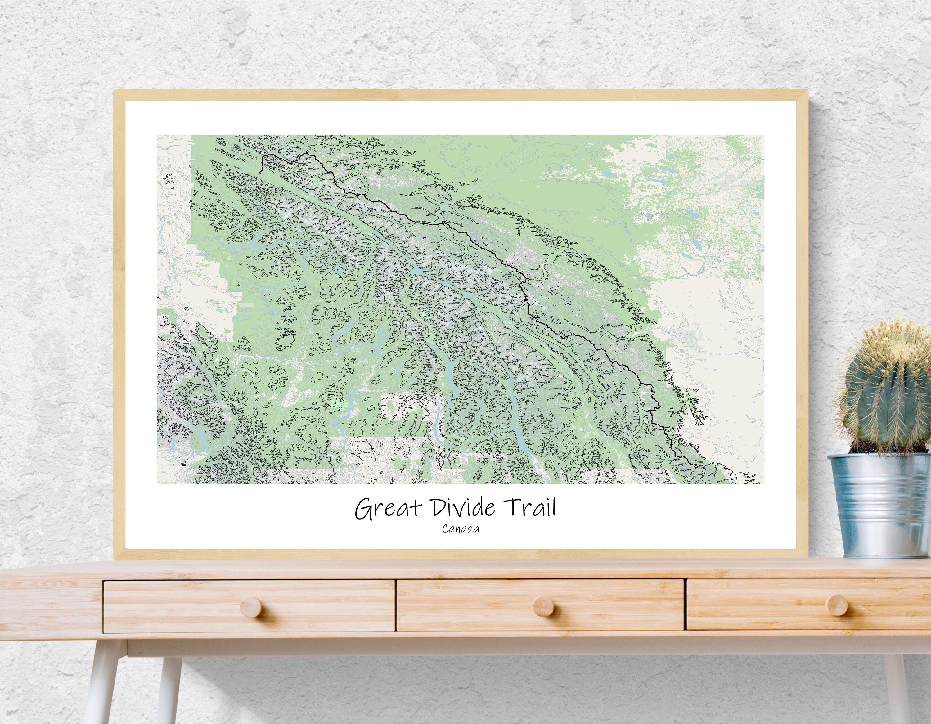 Great Divide Trail Topographic Map Poster, Alberta and British Columbia Hiking, Contemporary Map Poster, Gift for hikers