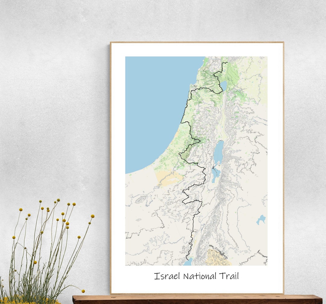 Israel National Trail Topographic Map Poster, Israeli Hike, Printable Poster Topographic Map ...