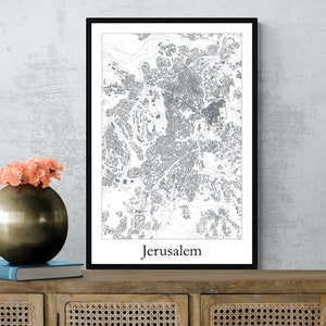 Jerusalem Stadt Bunte Karte Poster, Jüdische Friedenskarte Kunst Poster.