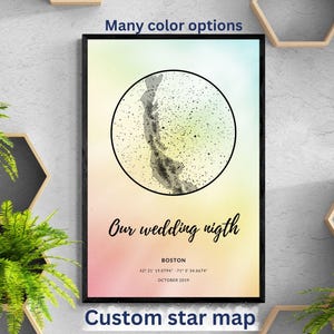 Poster de carte des étoiles personnalisée, cadeau de mariage d'anniversaire de fiançailles