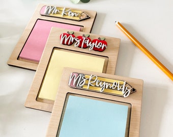 Wooden Teacher Name Sticky Notepad Holder | Customisable Teacher Gifts