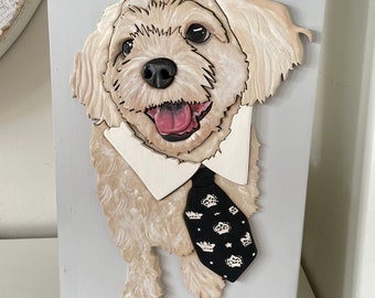 Custom Pet Portraits  | Hand Designed And Hand Painted Signs | Your Pet On A Sign | Wooden 3D Laser Cut