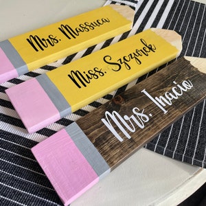 Adorable Wooden 15 inch Personalizable Pencil Sign | Custom Gifts | Teacher Gifts | Unique | Wall Hangings | Desk Decor
