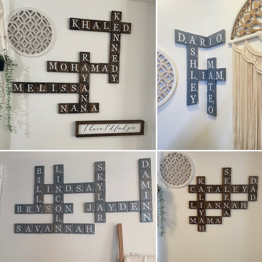 Hand Made Custom Scrabble Name Tiles Wall Decor Cute Trendy Family