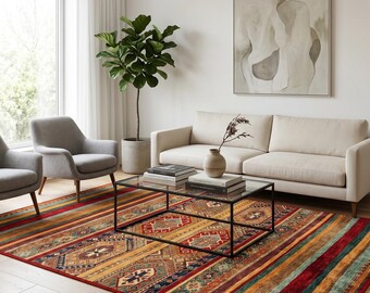 Turkish Kilim, Folk Aging Rug, Tribal Style Carpet,Rug for Corridor and Bedroom, Inspired Area Rug, Stairs Carpet, Colorful Ethnic Rug