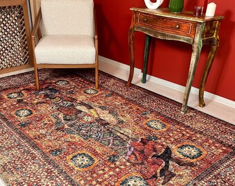 Bohemian  Style Rug Oriental Style Brown Large Rug, Rustic Style Rug, Rug For Livingroom Mid Century Modern, Turkish Rug Living Room Rug