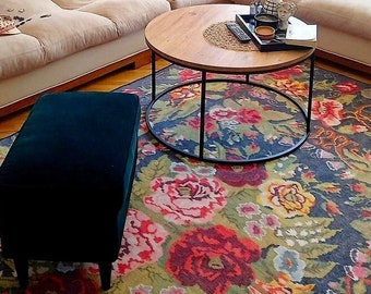 Karabagh Rug, Floral Pattern Cotton Rug, Azerbaijan Pattern, Large Area Colorful Turkish Rug, Ethnic Style Rose Design Kilim, Multi Size