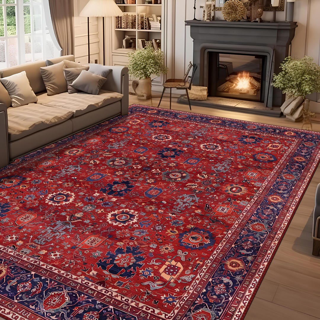Red Turkish Rug, Livingroom Rug, Bedroom Rug - Etsy