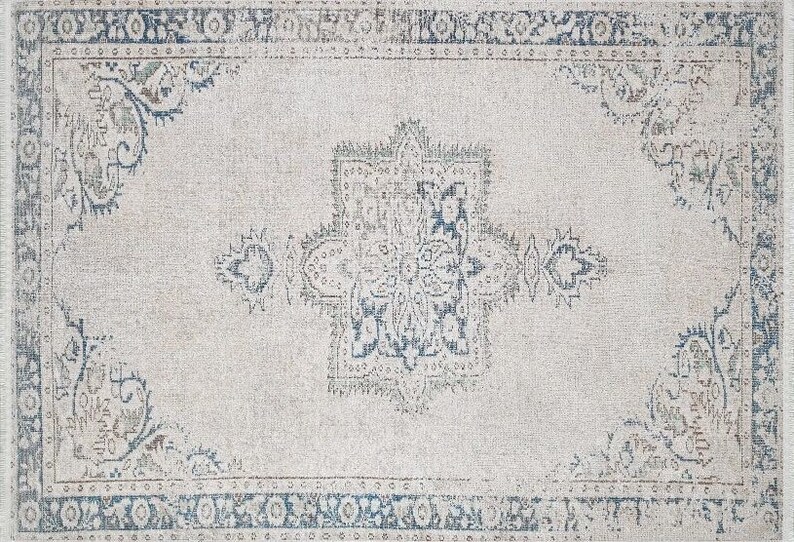 Blue Beige Vintage Style Rug Vintage Style Kilim Ethnic Etsy