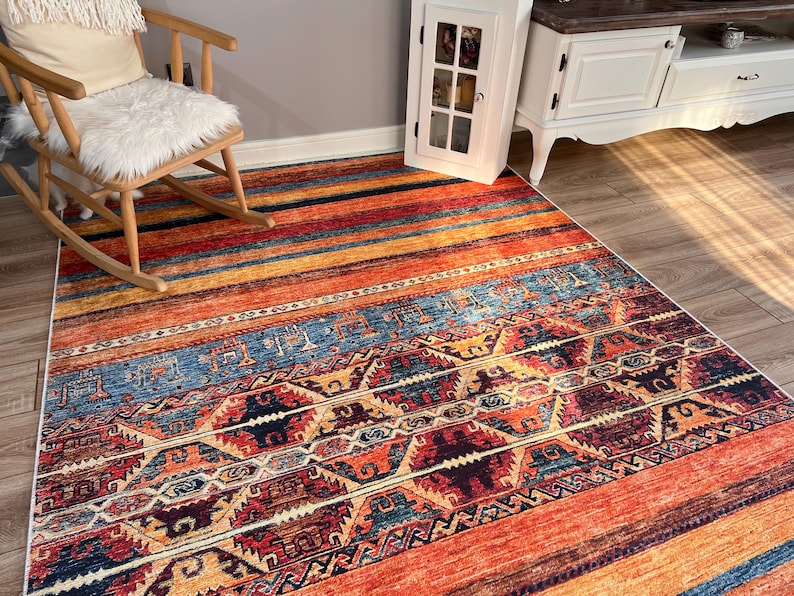 Ethnic Area Runner, Stairs Rug, Colorful Long Kilim for Hallway, Multi ...