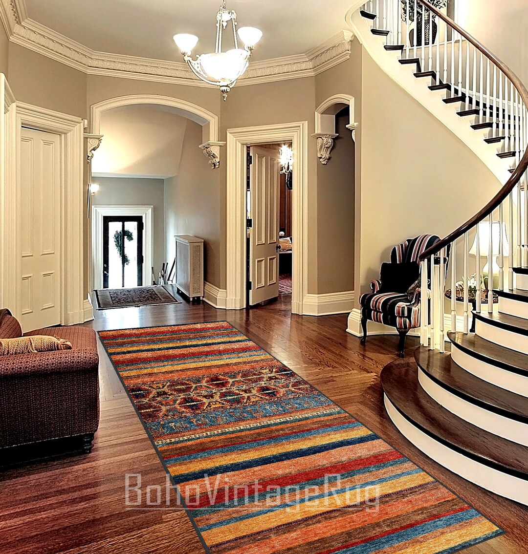 Traditional Hall Runner Rug Traditional Style Runner, Livingroom Rug, Stairs Rug, Colorful Long Rug ...