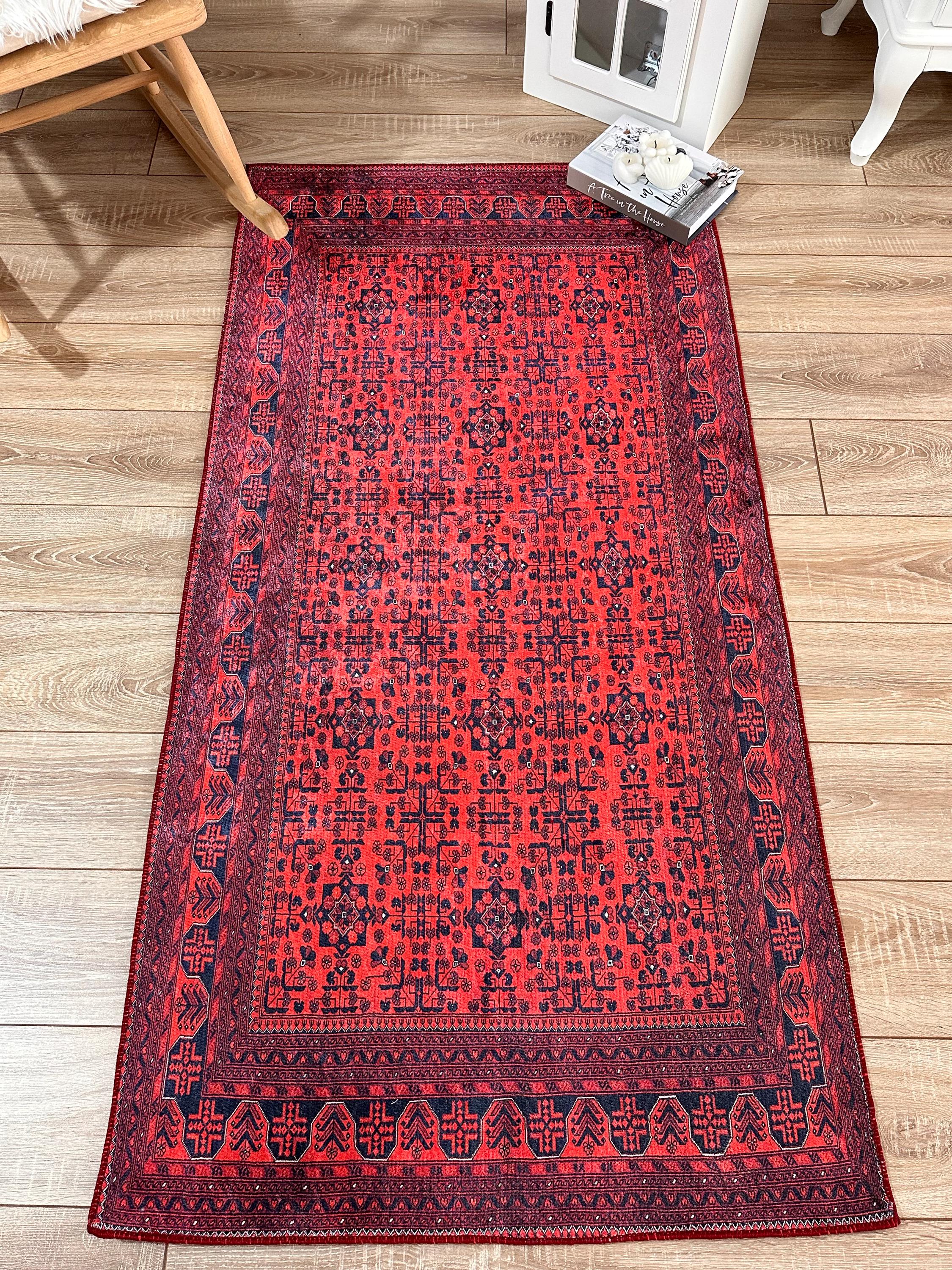 Red Bokhara Style Carpet, Turkish Area Rug, Red Livingroom Rug - Etsy