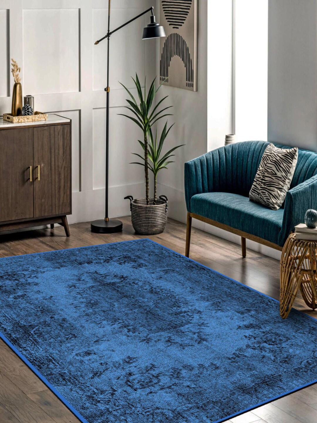 Light Blue Turkish Area Rug: Anti-allergic Cotton Rug - Etsy