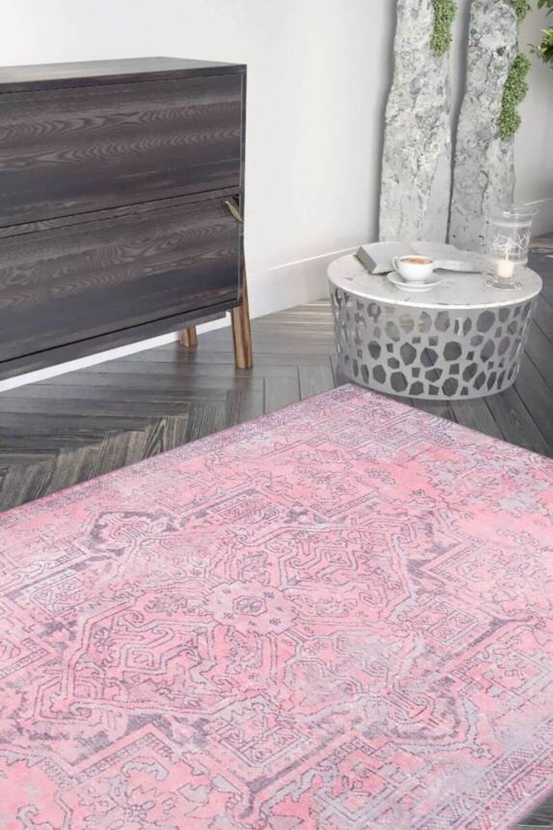 Pink Vintage Style Rug, Pastel Colored Rug, Large Carpet, Area Rug, Oriental Turkish Pink