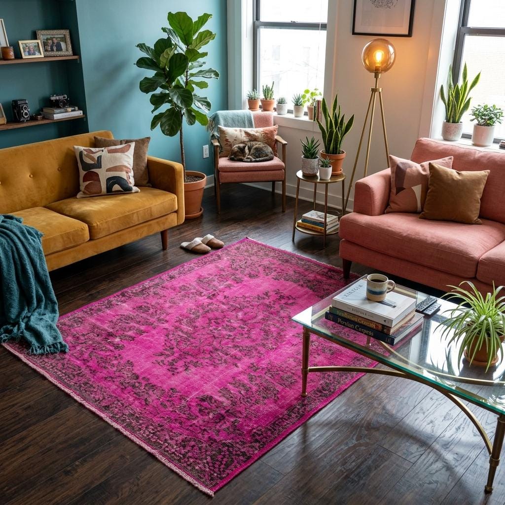 Fuchsia/pink Turkish Rug, Luxurious Bedroom Rug, Turkish Area Rug