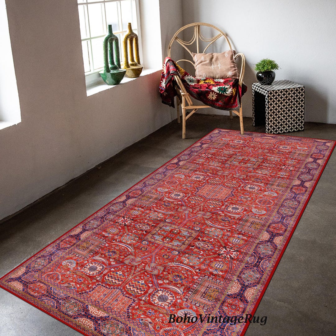 Red Turkish Style Rug Red Turkish Runner Rug: Traditional Anatolian Design, 2x6 - Etsy