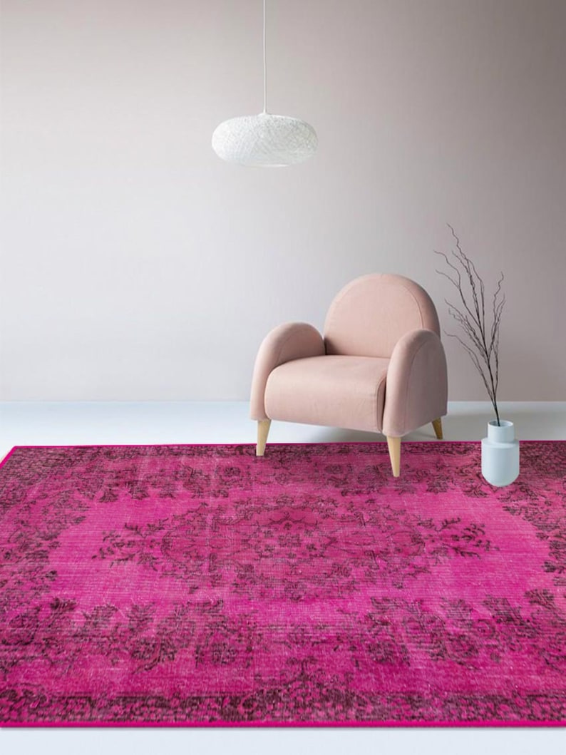 Pink Turkish Rug Pattern Fuchsia/pink Turkish Rug, Luxurious Bedroom Rug, Turkish Area Rug ...