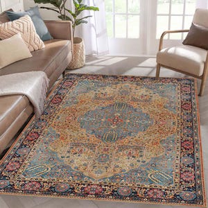 Blue Area Rug, Bedroom and Diningroom Rug, Entryway Runner, Blue Rug, Turkish Rug, Long Blue Rug for living room, Farmhouse Rug, Multi Size