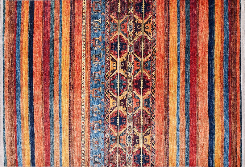 Camino de área étnico borde blanco, alfombra larga colorida para pasillo, varios tamaños, camino tribal, alfombra de cocina, alfombra para sala de estar y dormitorio imagen 3