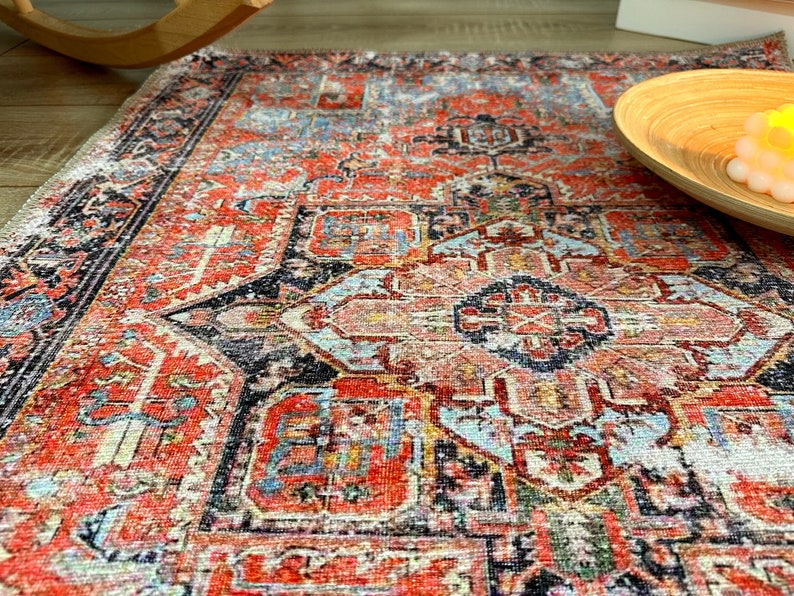Turkish Area Rug, Vintage Style Rug, Ethnic Rug, Hallway and Kitchen