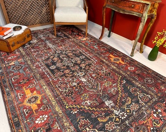 Heriz-style Brown Rug, Turkish Rug, Oriental Rug, For Living Room, Boho Carpet, Rustic Brown, Traditional Heriz Rug, Farmhouse Carpet