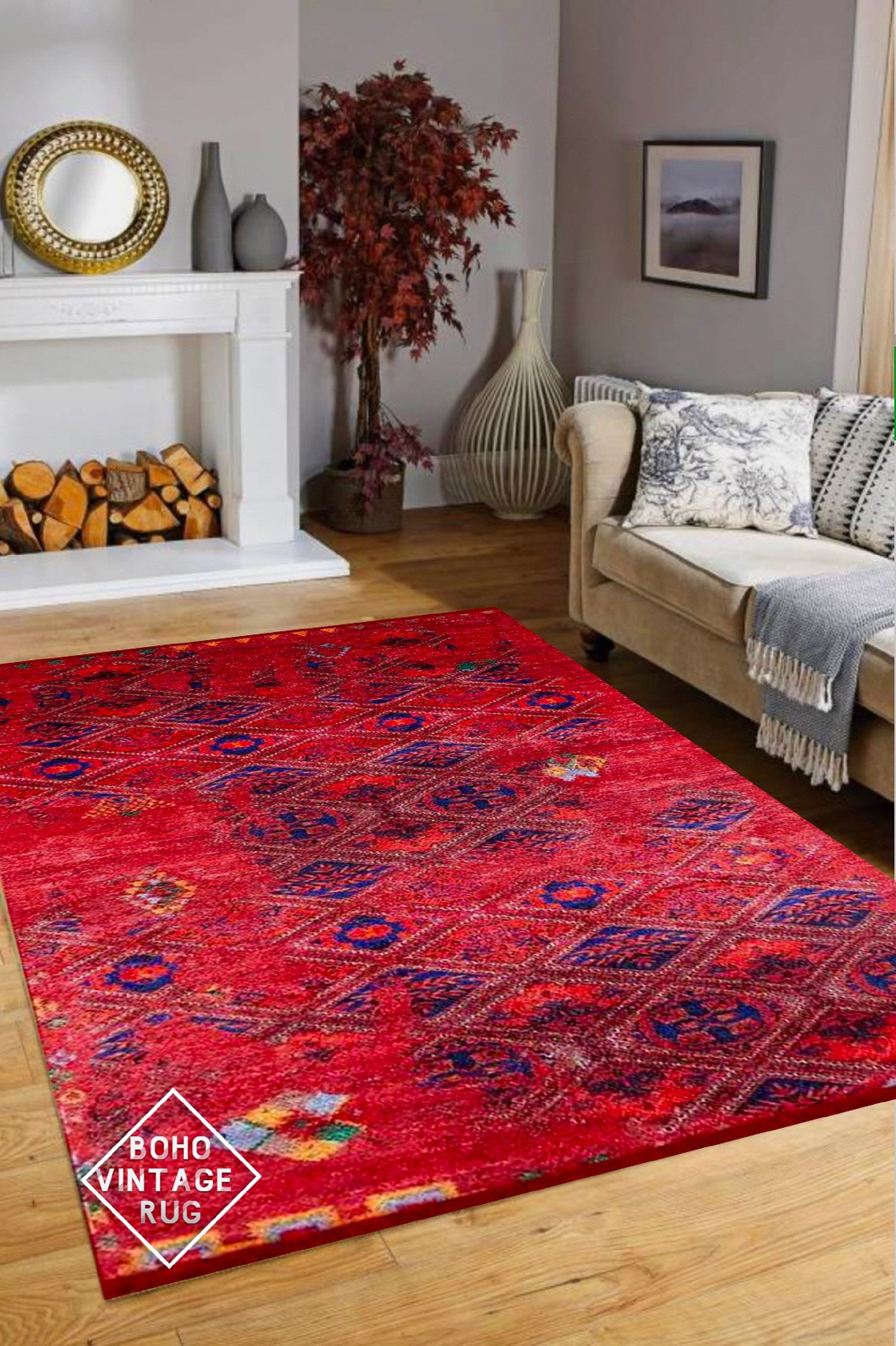 45.5×104 \"Red rose” ViNTAGE TURKiSH RUG Turkish Vintage Red Rug, Oriental Pattern Rug, Area Rugs