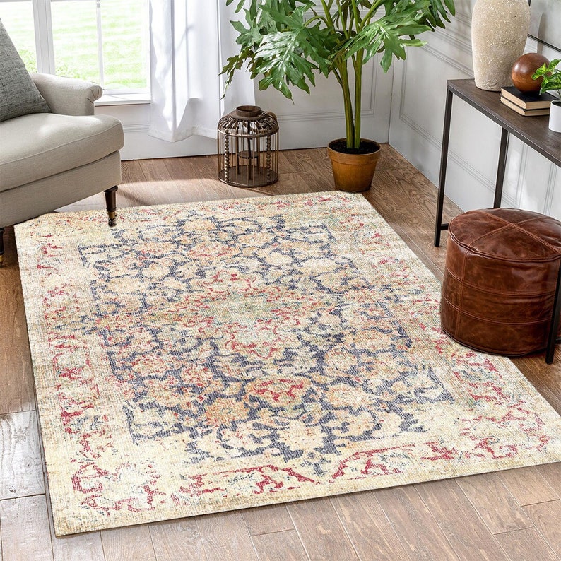Decorative Carpet, Ethnic Area Rug, Farmhouse Carpet, Antique Look