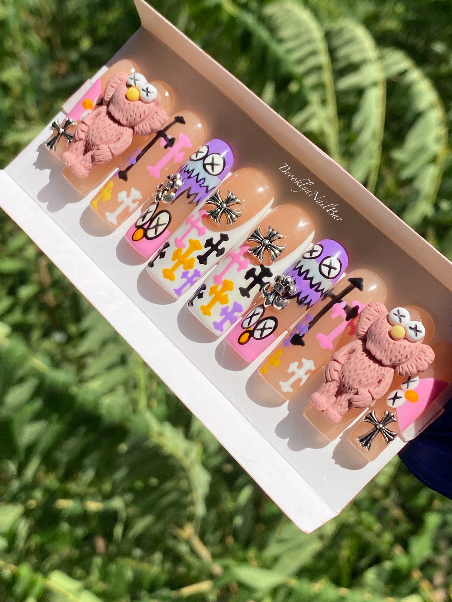 Kawaii X Cross Charms Acrylic Press on Nails 