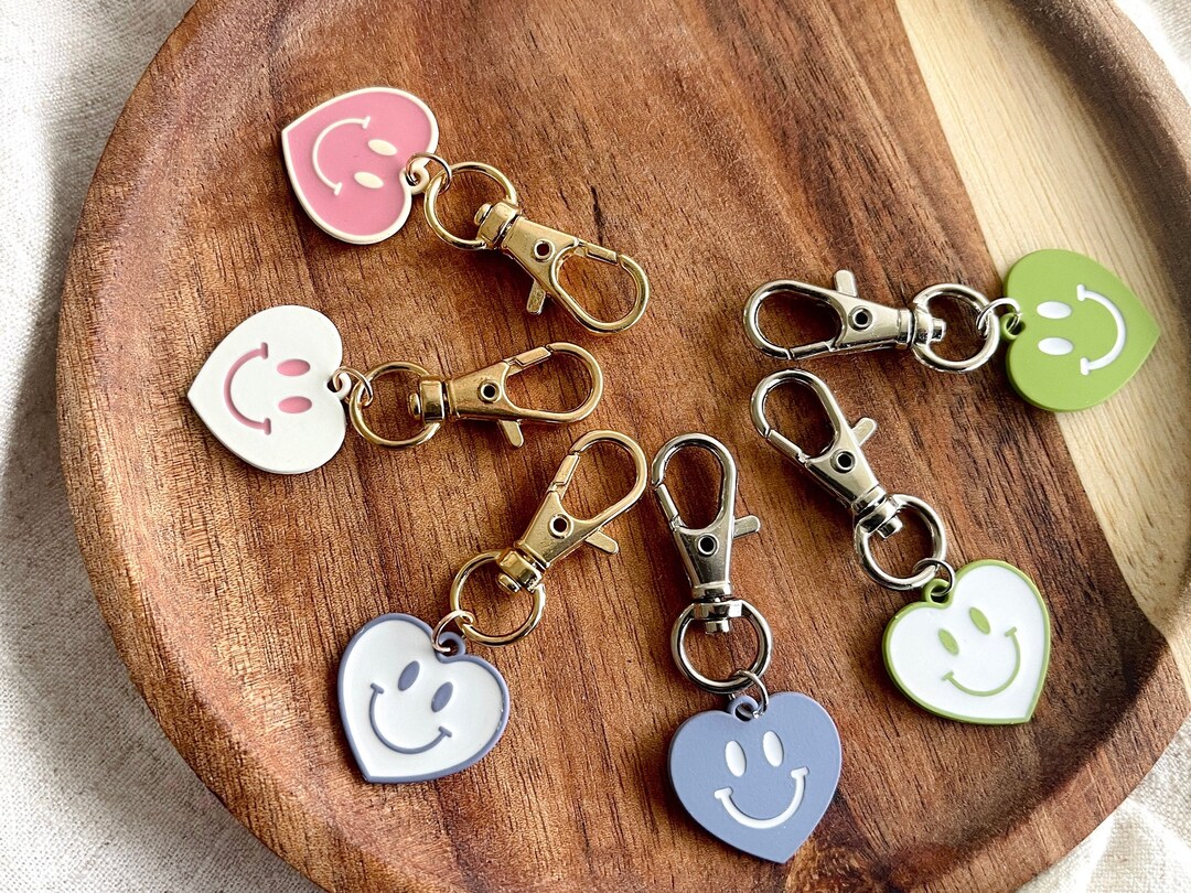 Cute Smiley Face Key Chainenamel Matching Key Chainhappy Face Key