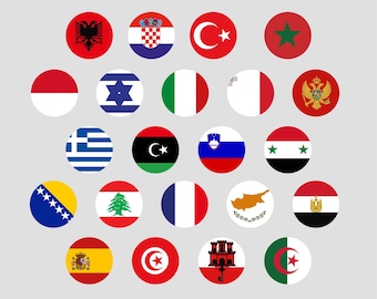 Nautical flags SET of Mediterranean Sea Countries, Maritime Signal Code Flags for Boating and Sailing, Navigation Flags, Coastal Beach Decor