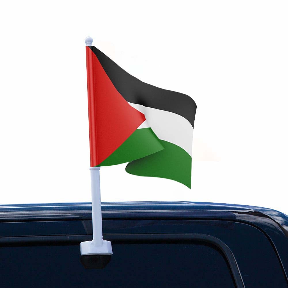 Paquete de 2 banderas de Palestina para automóvil, bandera palestina para  ventana de automóvil con bandera de Palestina y mástil de bandera de