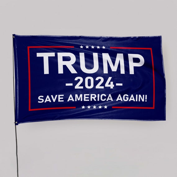 Trump 2024 Flagge, 90x152 Cm, Mit Messingösen – Für Garten, Zimmer, Auto, Aus Reißfestem Material (Rot)