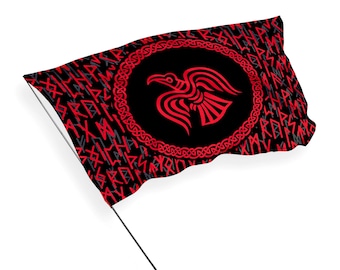 Nordic Raven Banner, Scandinavian Odin Viking Flag, Norse Raven flag, Unique Design. Premium textile quality. Various sizes and designs