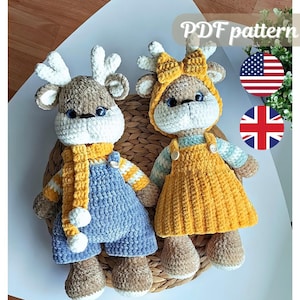 Amigurumi-haakpatroon 2in1 Freddie en Fiona hert in het ENGELS