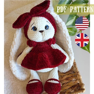 Schema per amigurumi all'uncinetto: Coniglietto di peluche Eva (in inglese)