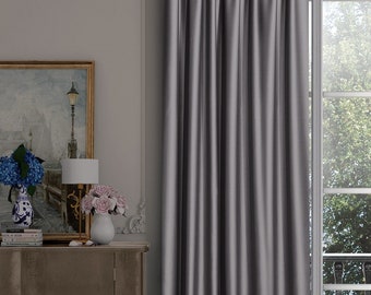 Pair of Blackout Curtains, Custom Size Drapes for livingroom, Thermal Blackout Bedroom Curtains, Width and Color Options, %100 Blackout