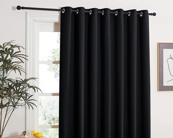 Cortina de terciopelo negro, cortina de tamaño personalizado con bolsillo de varilla, ojal de paneles de cortinas, cortinas opacas para sala de estar, cortinas de dormitorio