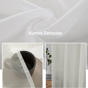Pair of Cream Sheer Curtain, 2 Panels Custom size curtains for living room, sheer drapers for bedroom, window treatments with rod pocket zdjęcie 3