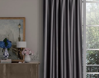 100%  Blackout Curtains for living room, Custom Size Thermal Blackout Bedroom Curtains, Width and Color Options,Window treatments,Dark Gray