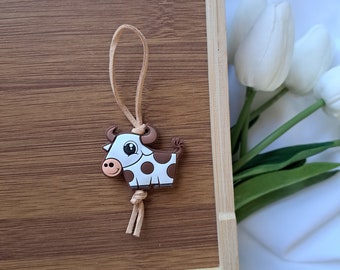 Cow-Themed Silicone Bead Zipper Pull - Cute & Durable Accessory for Children's Clothing and Bags