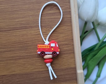 Firetruck-Themed Silicone Bead Zipper Pulls - Add a Fun & Functional Touch to Any Bag or Jacket