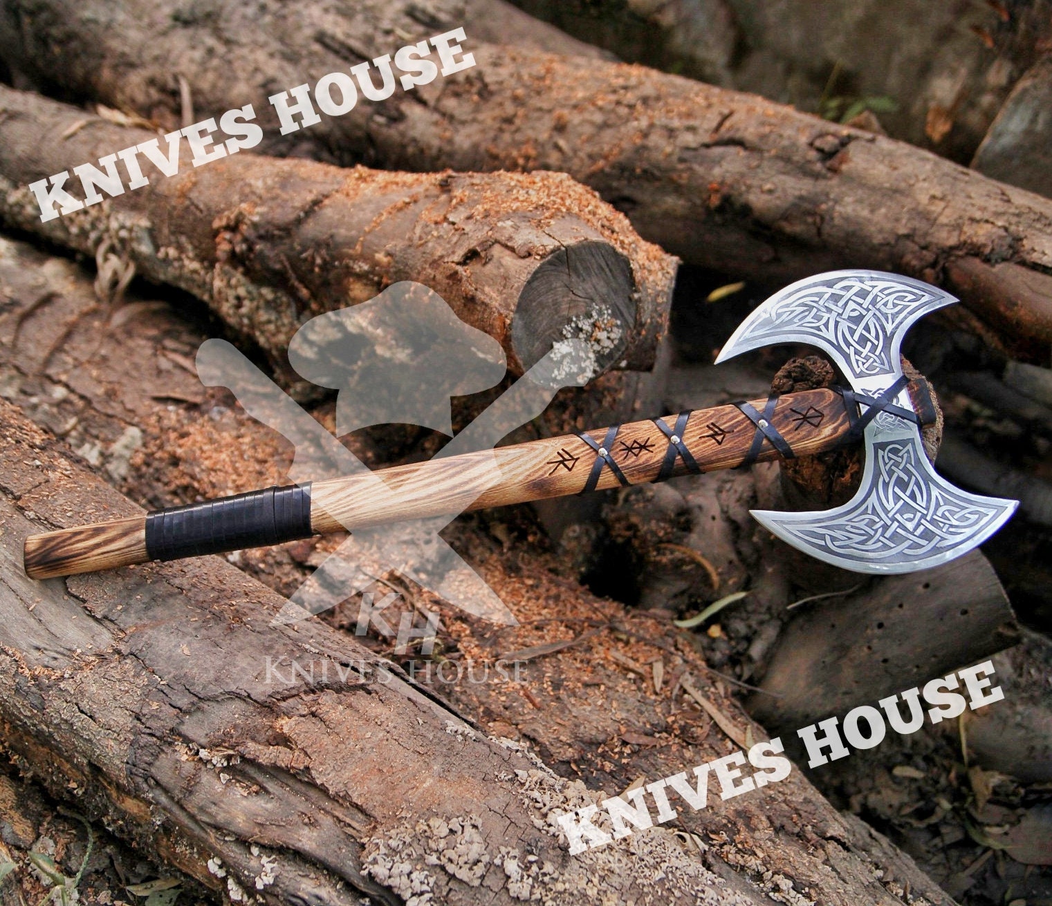 Double Headed Viking Axe Medieval Axe Double Blade Viking Etsy