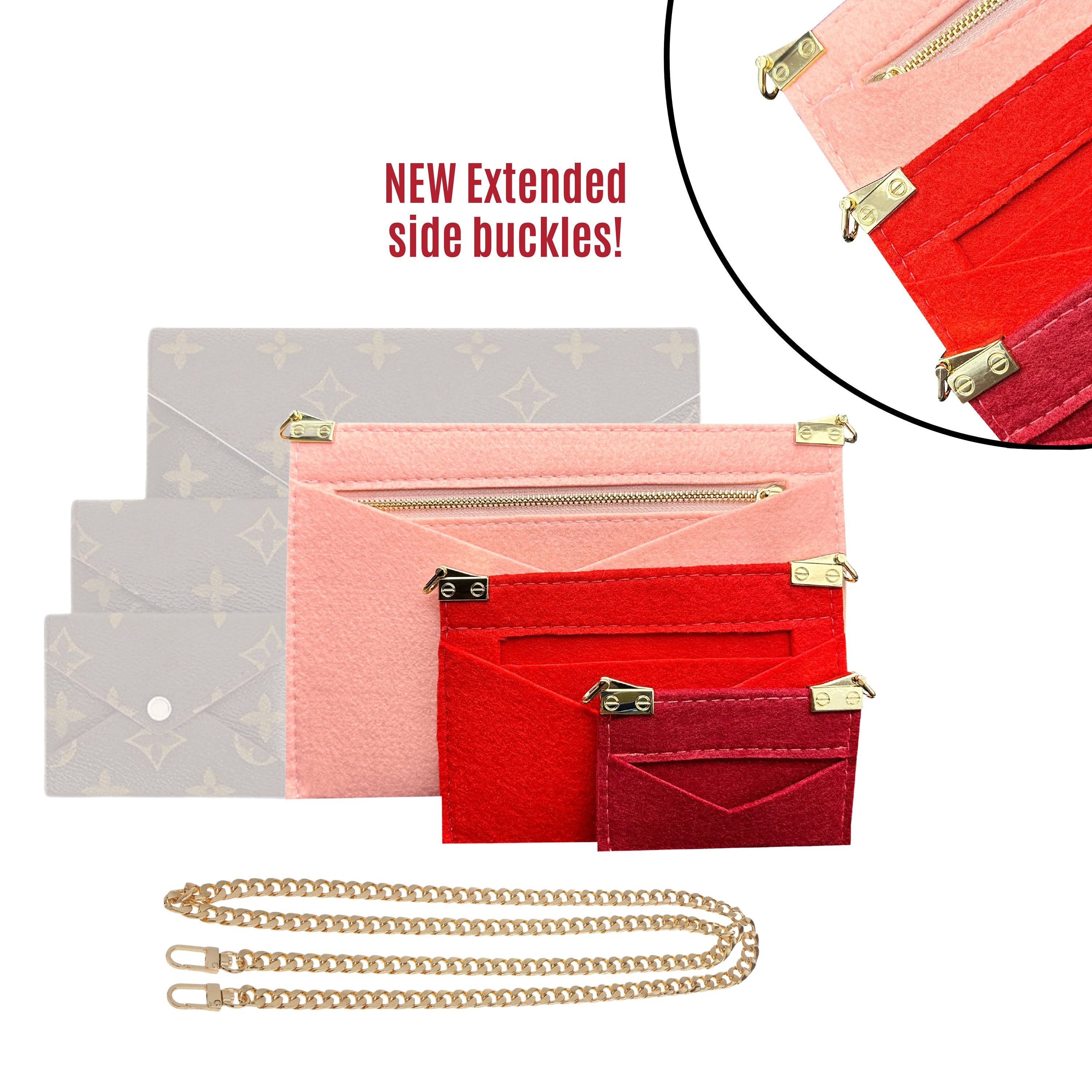 [RM 55.95](▼21%)[No Brand]KIRIGAMI LV Envelope Clutch Felt Insert Clear  Sleeve Chain Sling Leather Strap Convert to Sling