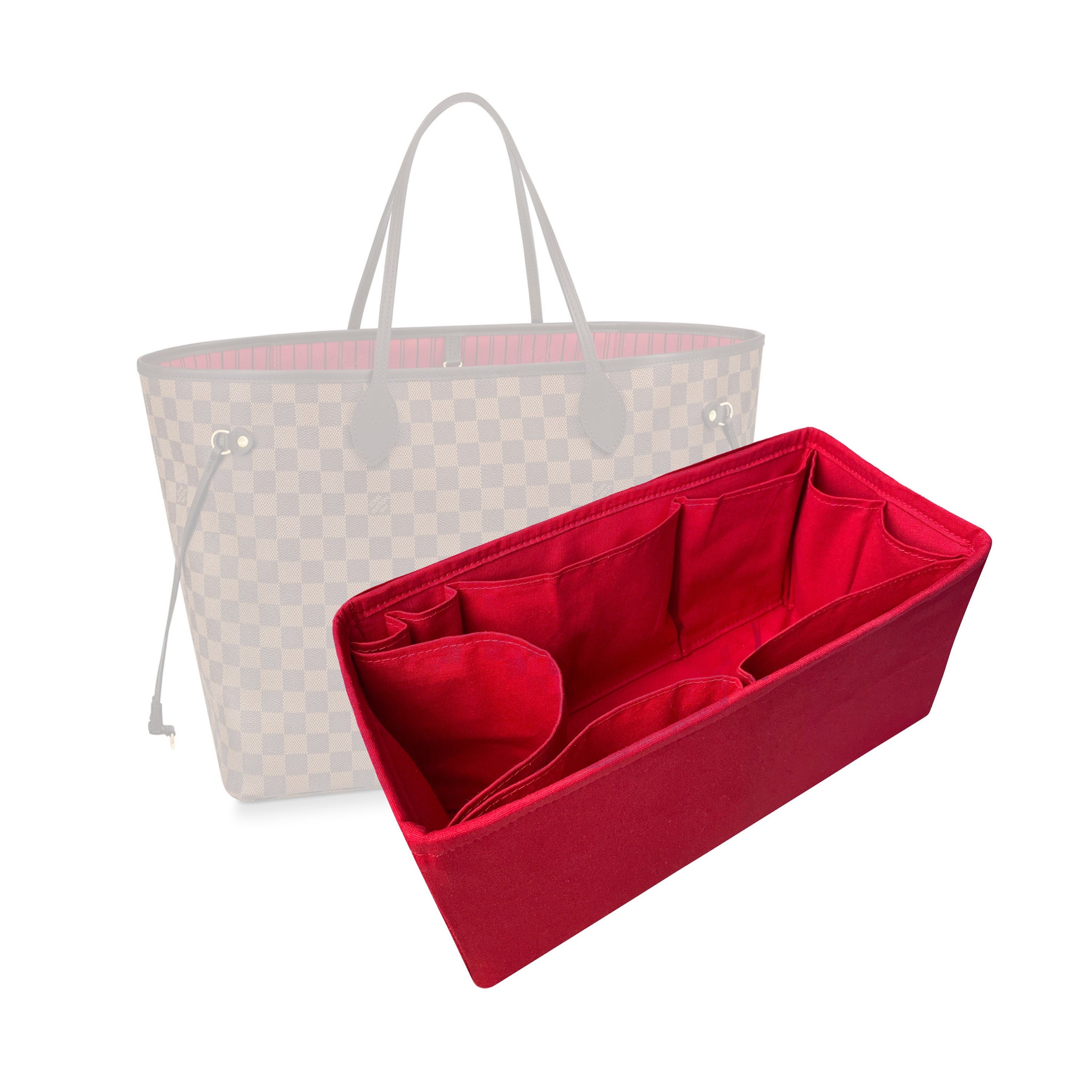 Purse Bling Neverfull GM Base Shaper, Bag Shaper for LV Never Full Bags and Other LV Totes, Vegan Leather (Red, gm)