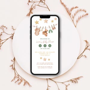 Invito digitale al baby shower o baby party con dati personalizzati da inviare tramite WhatsApp | Stendibiancheria