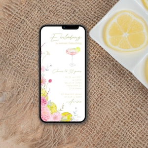 Invitación de cumpleaños digital con datos personalizados para enviar por WhatsApp | Cóctel de Limón