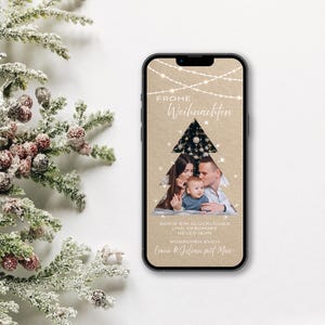 Invito digitale per Natale con dati personalizzati da inviare tramite WhatsApp | Foto dell'albero di Natale