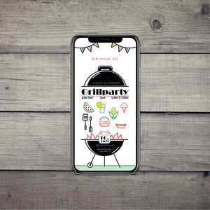 Convite digital de aniversário com detalhes personalizados para enviar via WhatsApp | Festa de churrasco