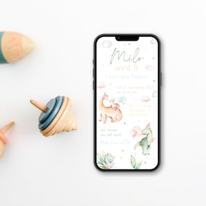Invitación de cumpleaños digital con detalles personalizados para enviar por WhatsApp | dinosaurio